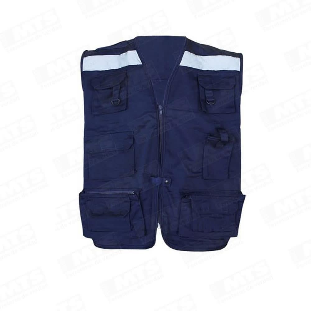 Chaleco azul geologo poplin c/c talla m