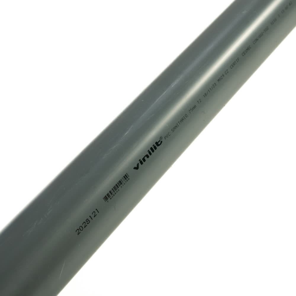 Tubo pvc san.gris   75mmx1mt