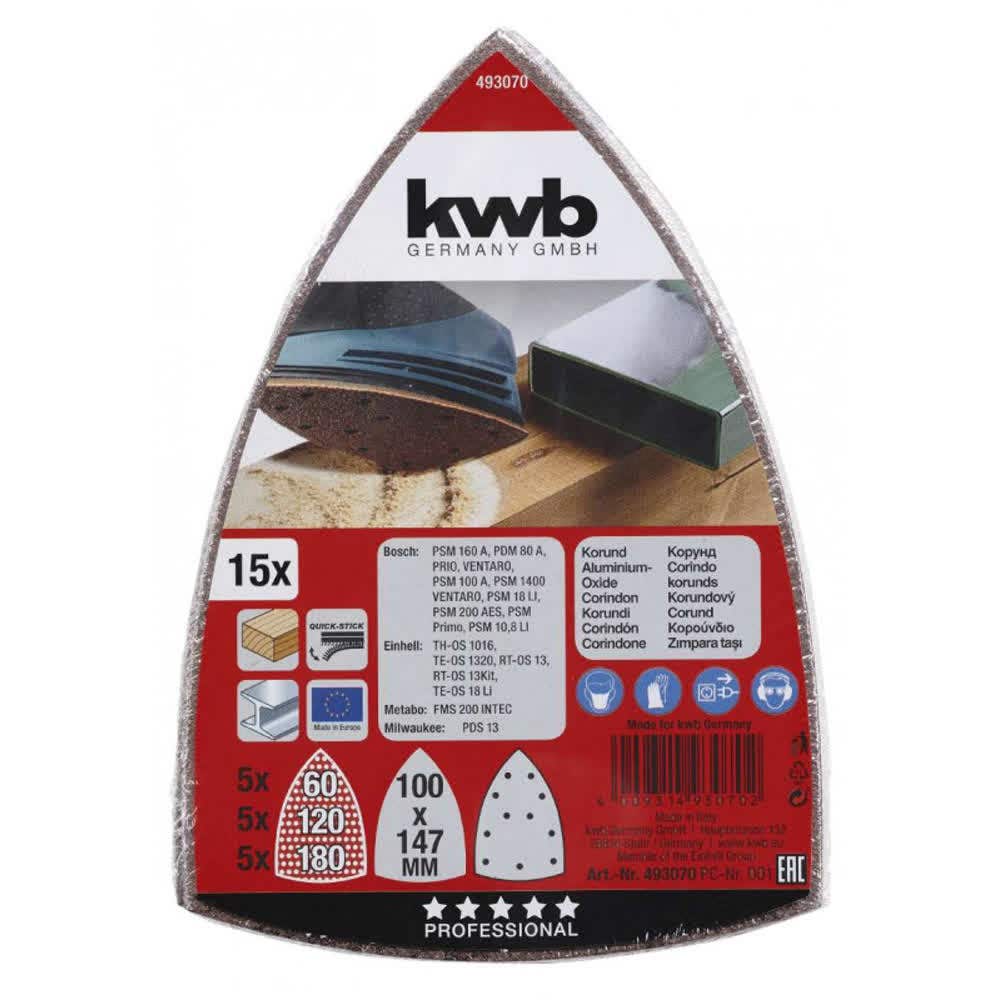 Set 15 lijas triangular 100 x 147mm einhell