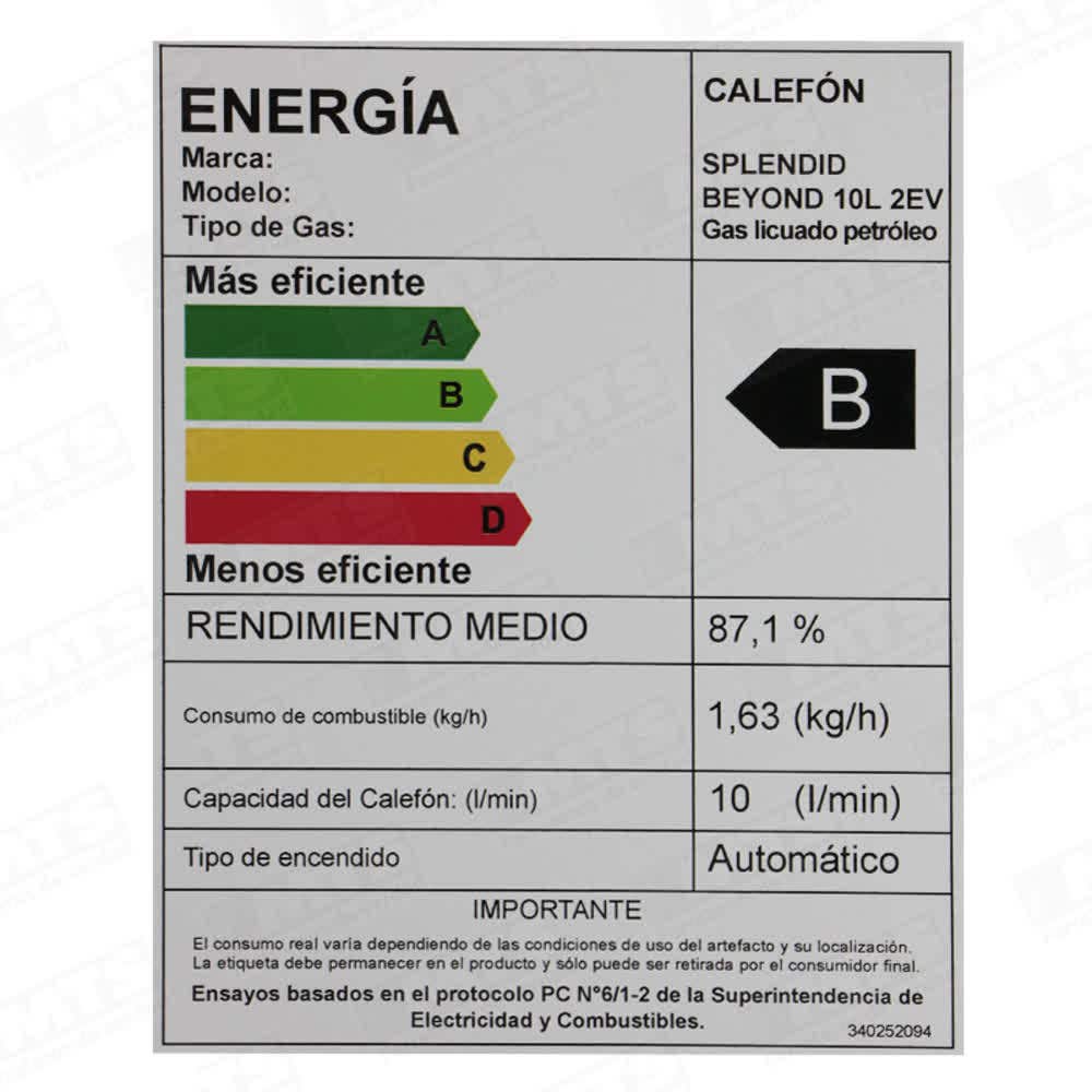 Calefon Splendid master 10 lts gas licuado tiro natural
