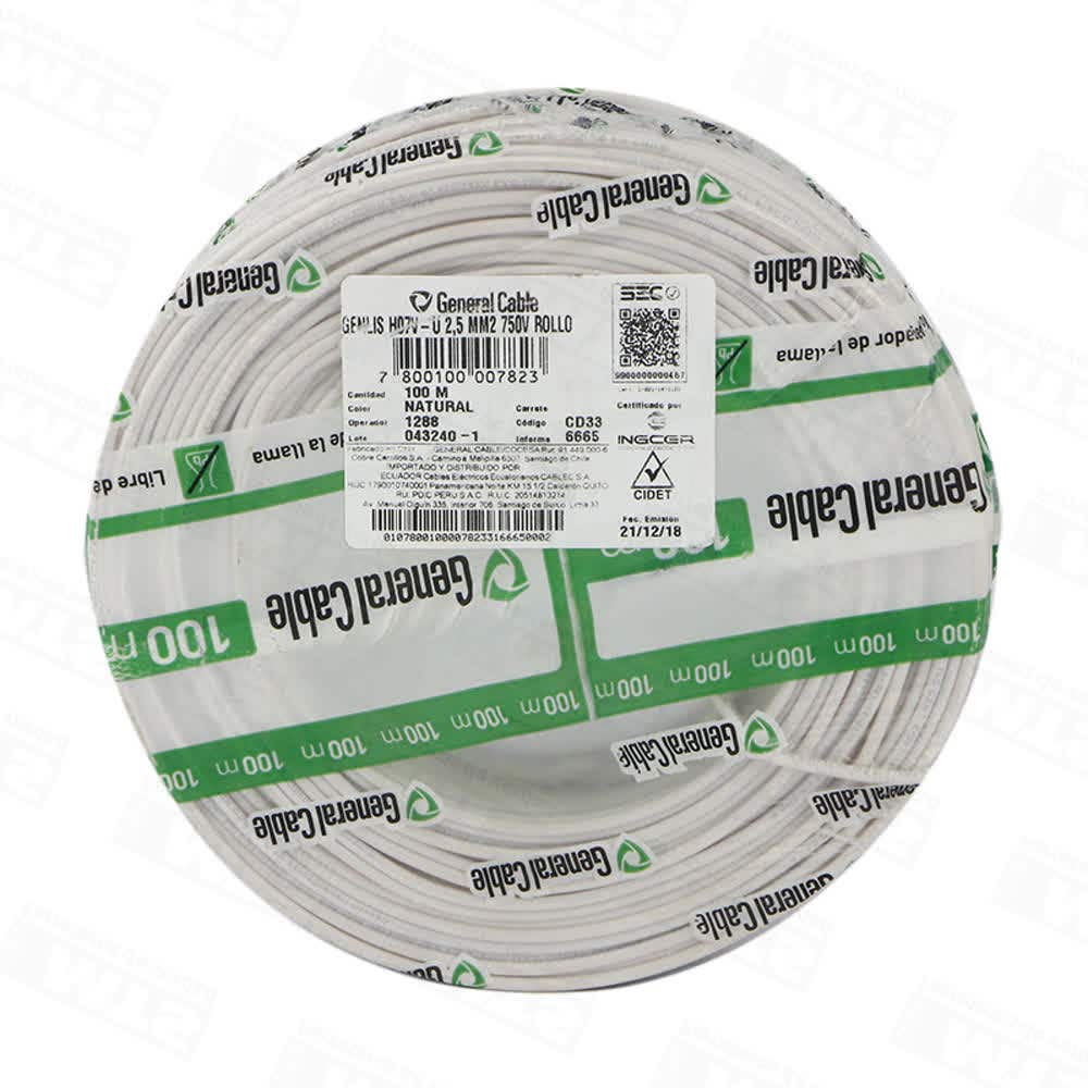 Alambre elect. nya blanco 2.5 (100mts)