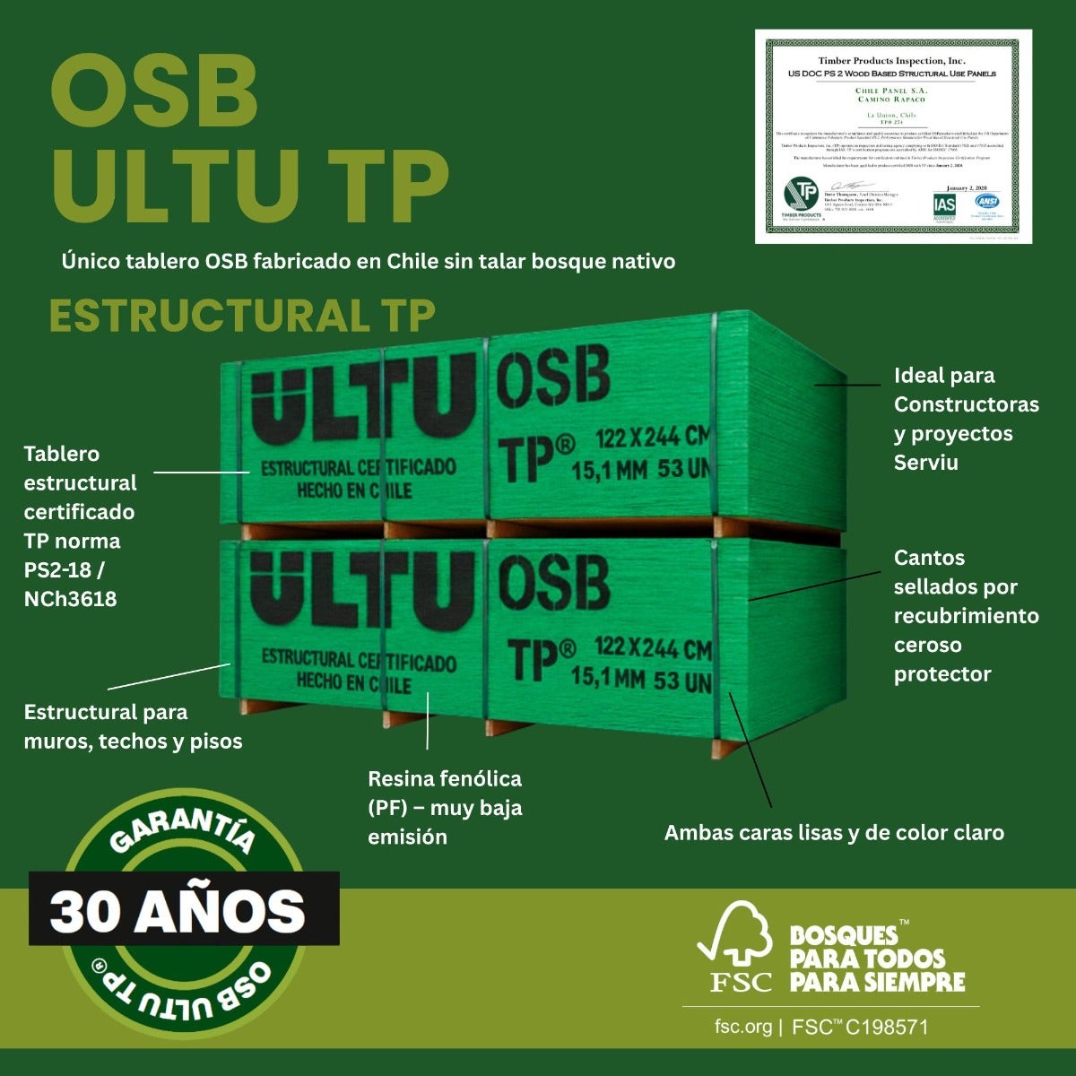 Osb Estructural Ultu Tp 15.1mm 1.22x2.44