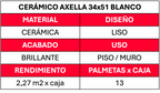 Ceramico Muro 34x51 Axella Blanco 2.27mt2xcj
