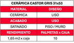 Ceramico Piso Muro 31x53 Castor Gris 1.65mt2xcj