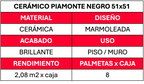 Ceramico Piso 51x51 Piamonte Nero 2.08mt2xcj