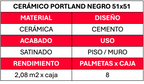 Ceramico Piso 51x51 Portland Negro 2.08mt2xcj
