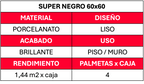 Porcelanato 60 X 60 Super Negro (1,44mt2xcaja)