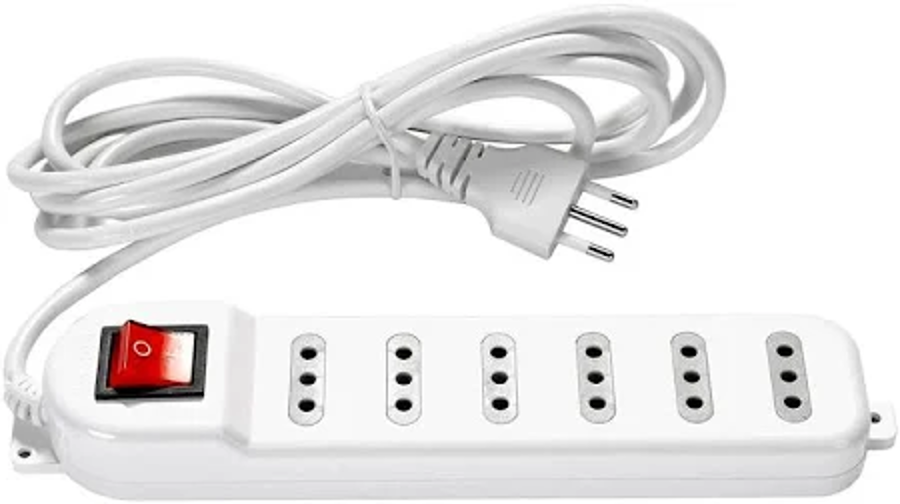 Alargador Electrico 3mts 6 Posiciones C/interruptor Blanco