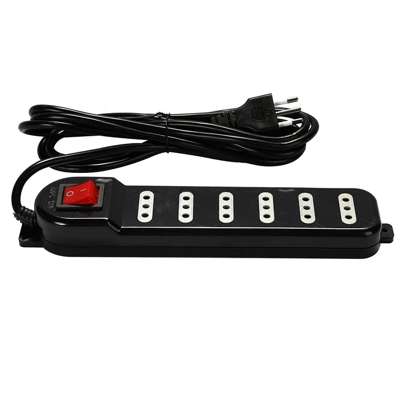 Alargador Electrico 3mts 6 Posiciones C/interruptor Negro