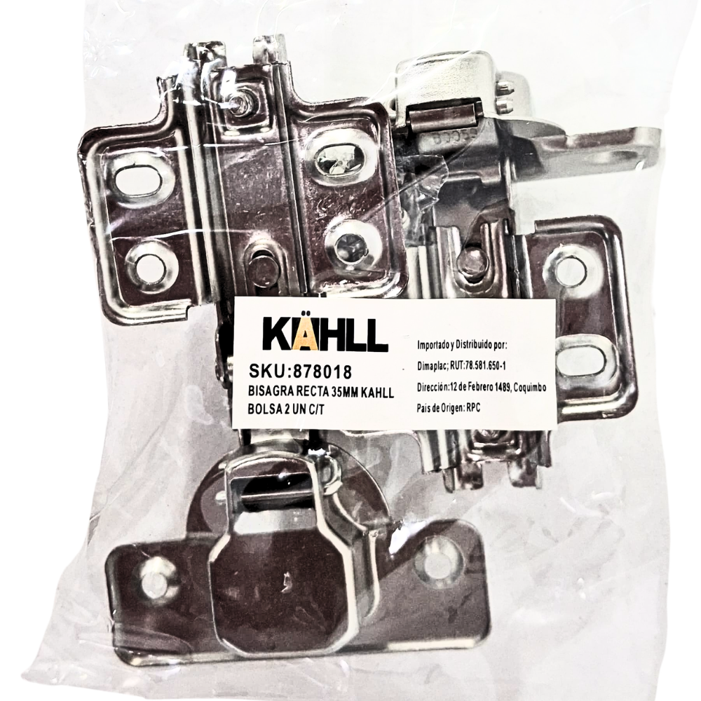 Bisagra Reten recta 35MM 35MM KAHLL Bolsa 2UN c/tornillos