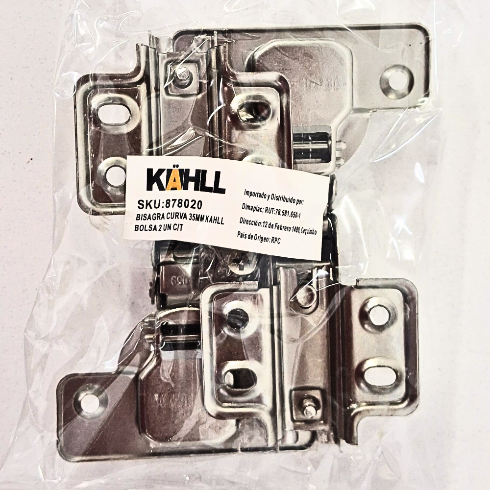 Bisagra Reten recta 35MM 35MM KAHLL Bolsa 2UN c/tornillos