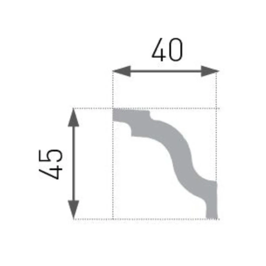 Cornisa poliestireno E5  45x40MM tira de 2mt