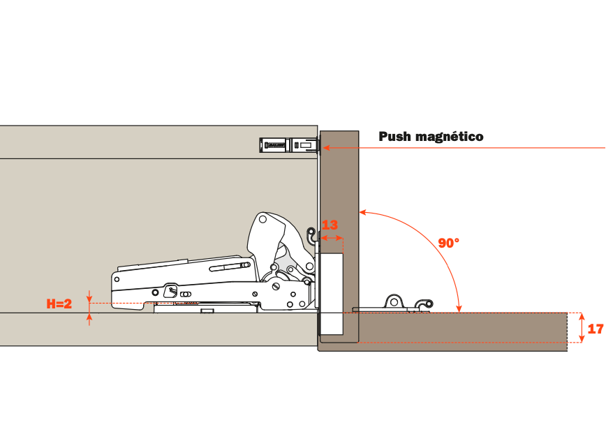 Kit Abatible Pacta Salice sistema Push Fza Liviana (w)
