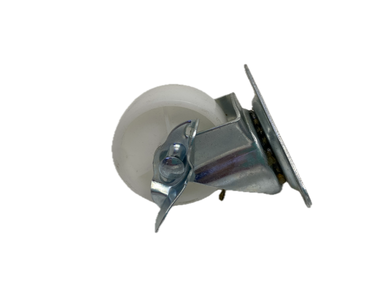 Rueda 50mm polipropileno blanca con base y freno HAMMY